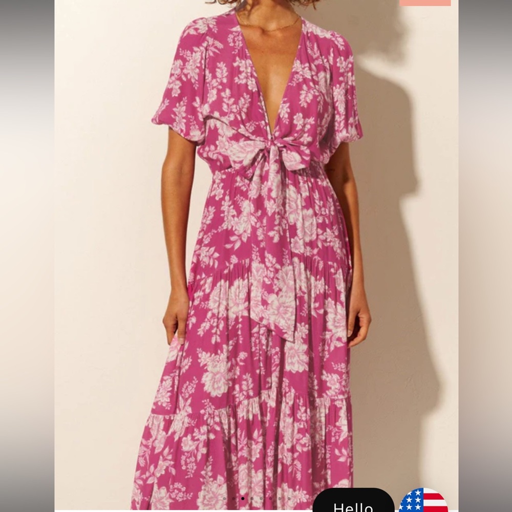 Kivari Maeve Tie Front Midi Dress XS NWOT